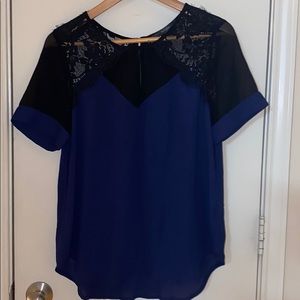 Blue lace blouse from stitch fix